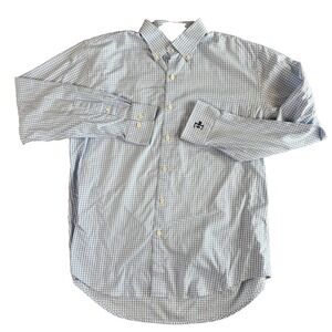 Peter Millar Shirt Mens Large Gingham Check Button‎ Down Embroidered Cuff Dress
